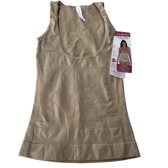 Curveez® Essential Open Bust Control Tank Shapewear Nude Tan Sz XL  CUR3568 - Picture 3 of 9